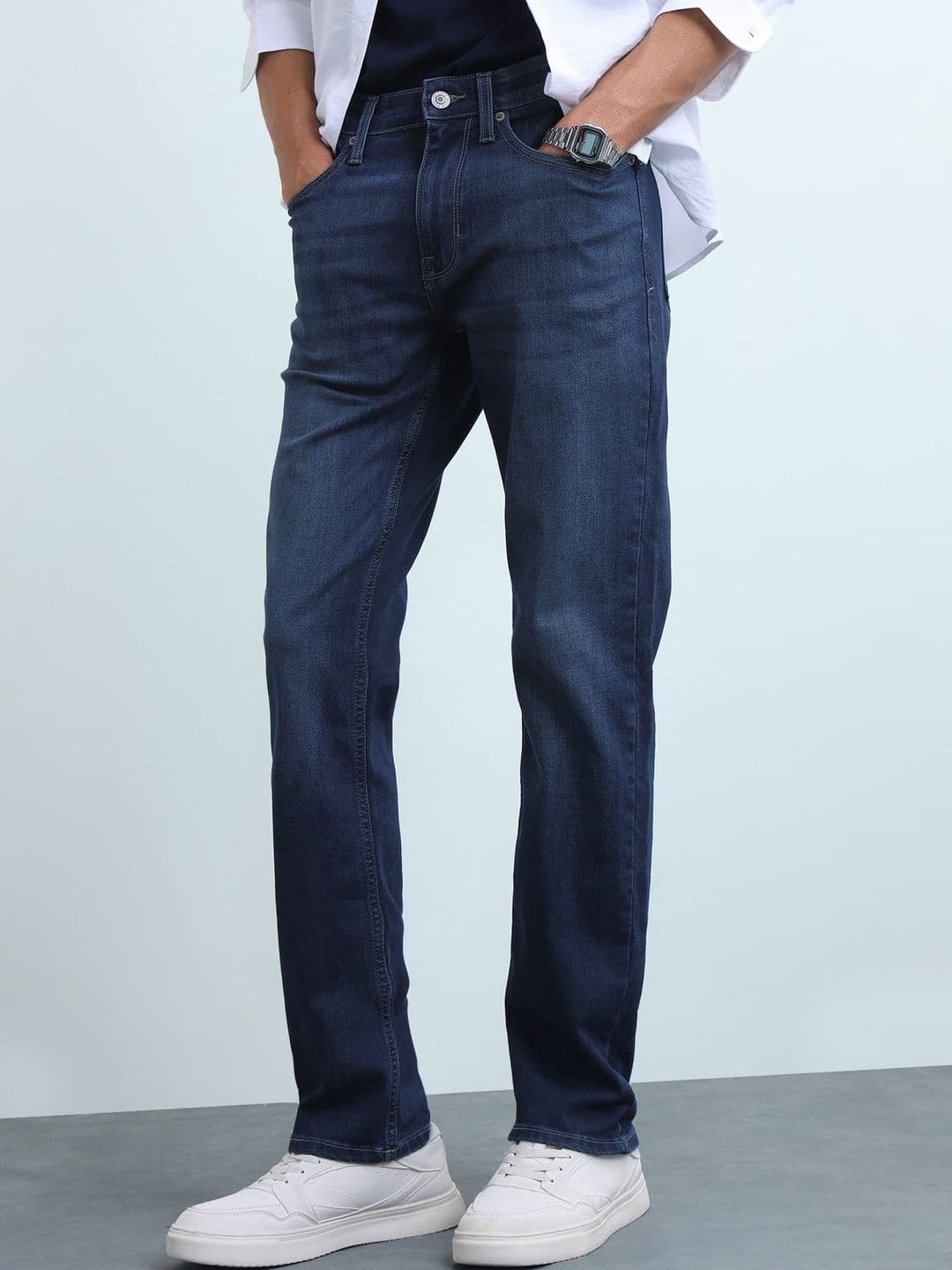 Flying Machine Men Straight Fit Mid-Rise Light Fade Stretchable Jeans - view 1