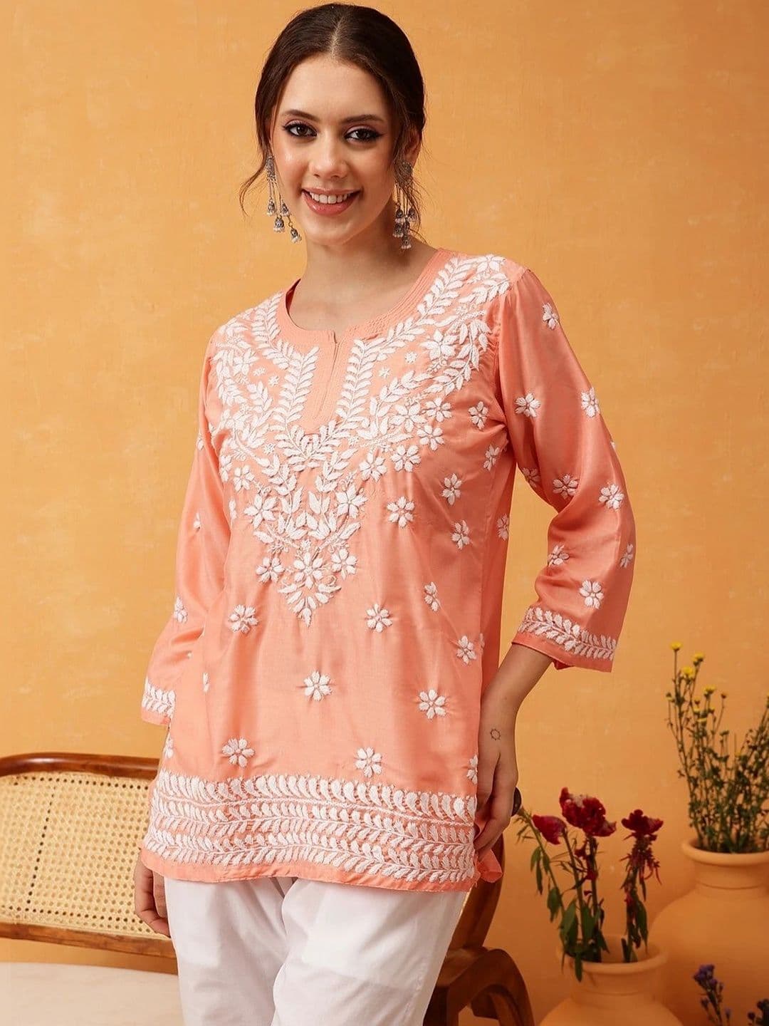all about you Women Floral Embroidered Flared Sleeves Thread Work Anarkali Kurta - view 1