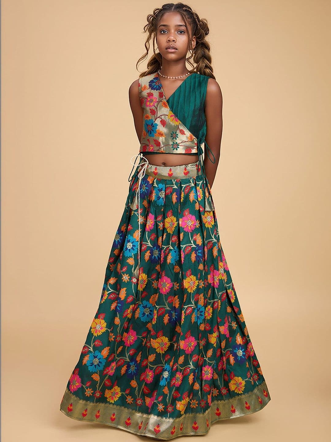 KALINI Girls Printed Ready to Wear Lehenga With Blouse Piece - view 1