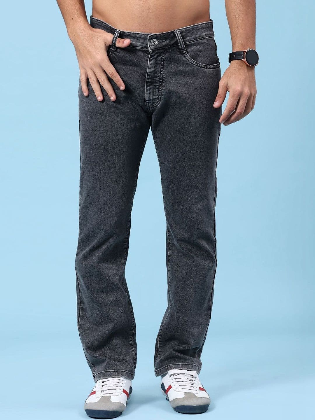 V-Mart Men Regular Fit Mid-Rise Light Fade Stretchable Jeans - view 1