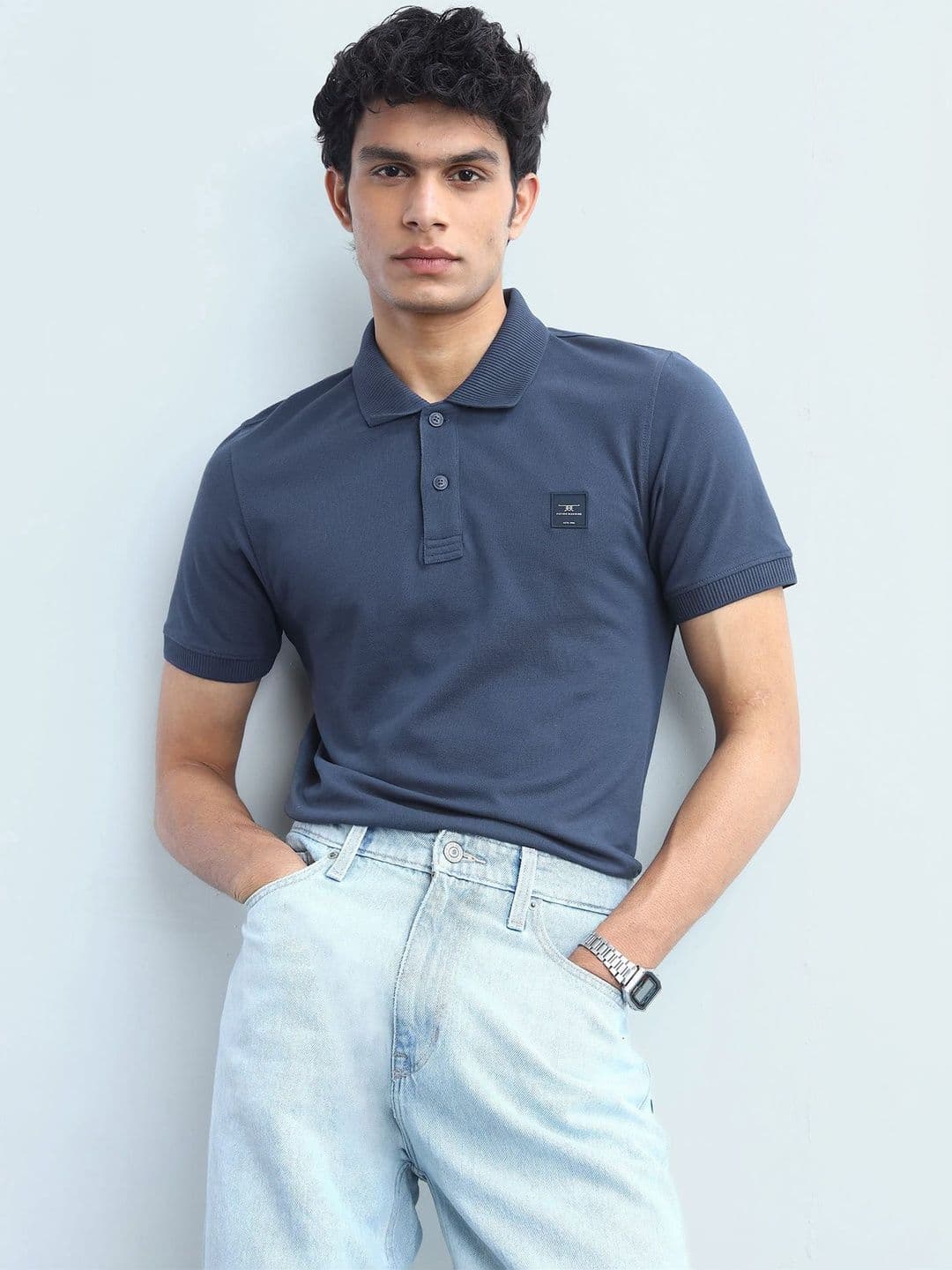 Flying Machine Men's Solid Regular Fit Polo Shirt T-shirts - view 1