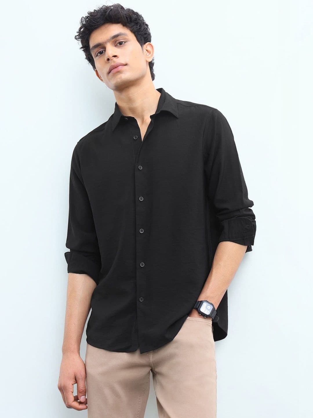 Flying Machine Men's Twill Solid Shirts - view 1