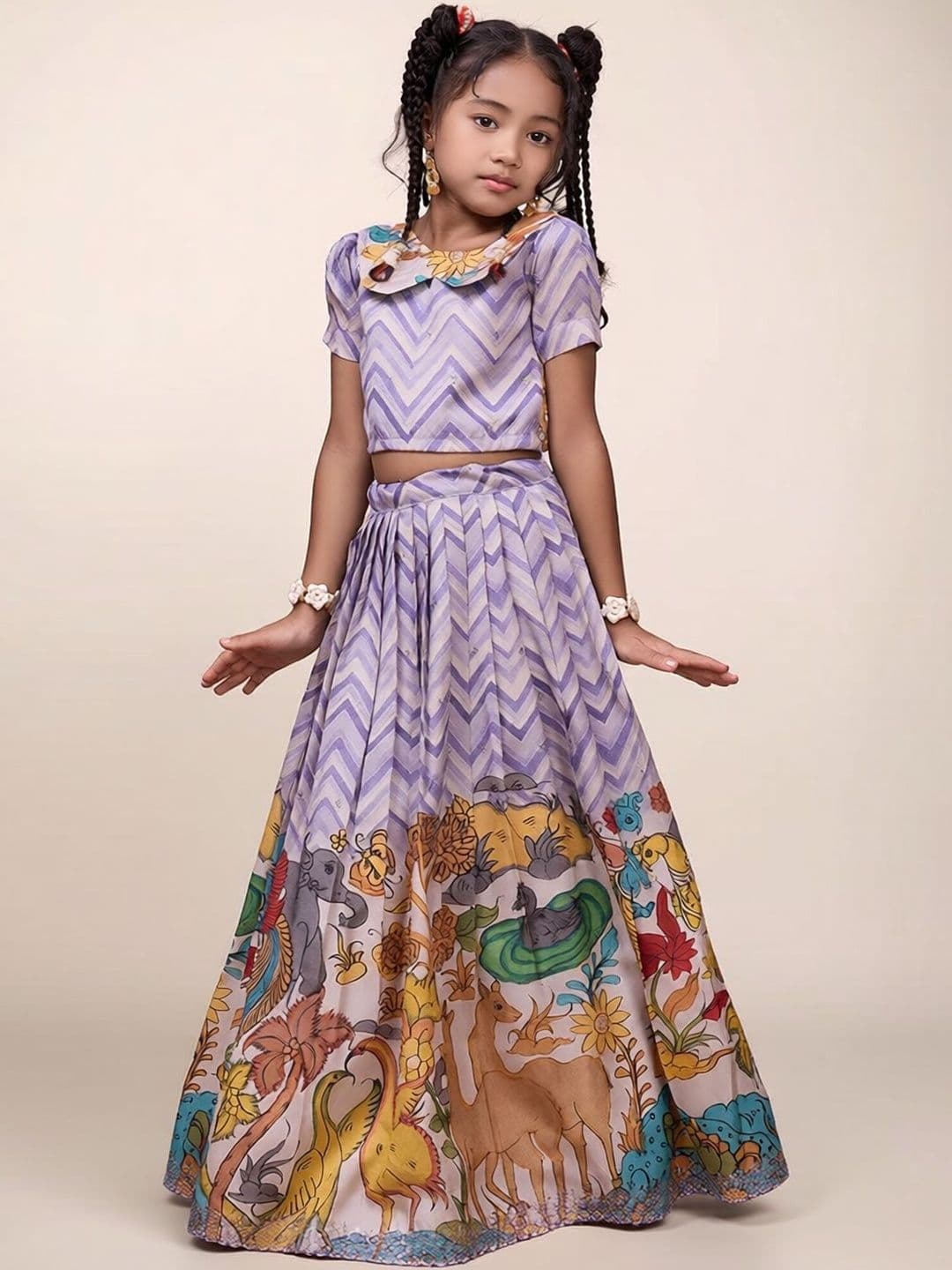 KALINI Girls Embellished Sequinned Ready to Wear Lehenga & - view 1