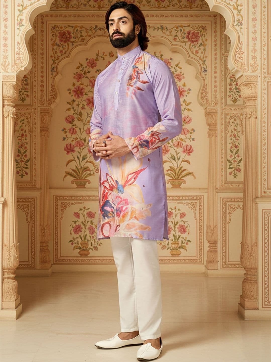RANGRAAG Men Floral Printed Floral Kurta