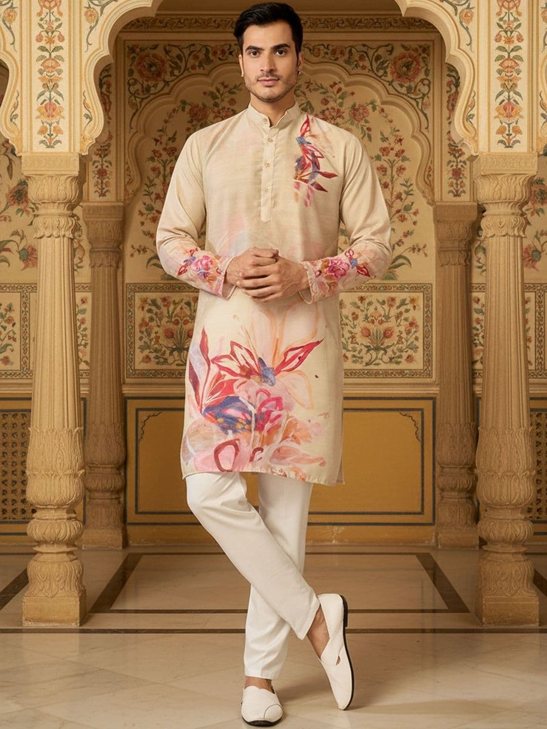 RANGRAAG Men Floral Printed Floral Kurta
