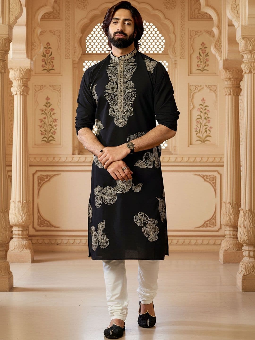 RANGRAAG Men Ethnic Motifs Embroidered Thread Work Kurta - view 1