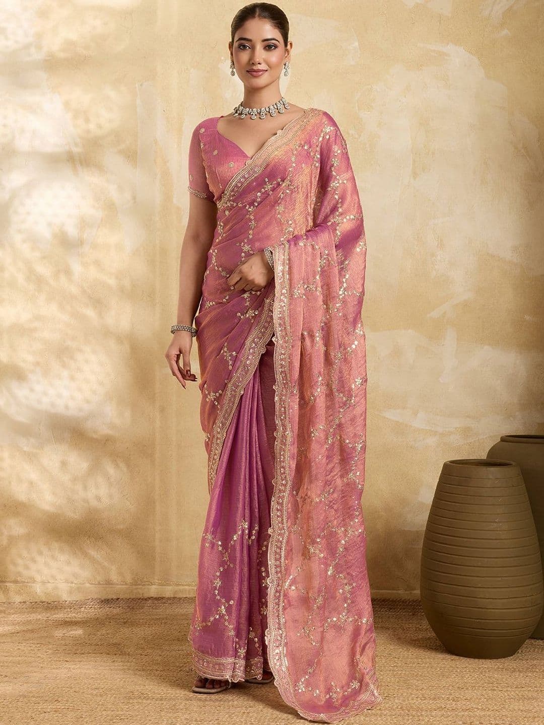all about you Embellished Organza Heavy Work Saree With Blouse Piece - view 1
