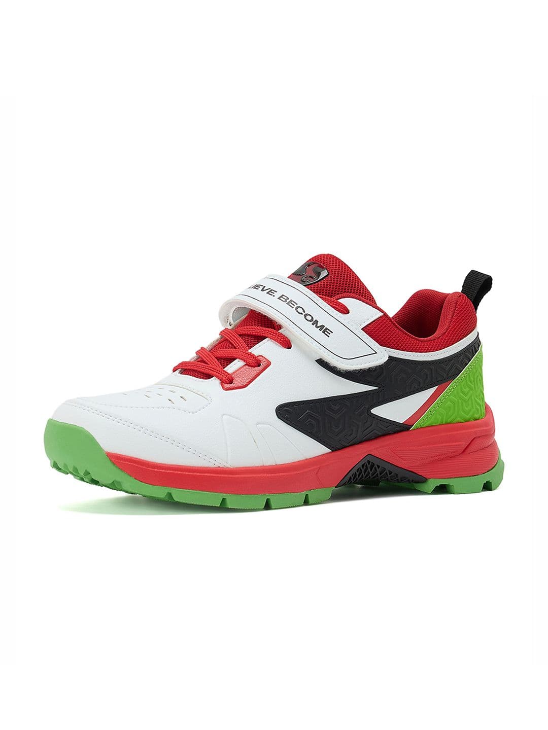 SG Century Pace Bowling Shoes White-Red-Lime Green - Stable Stud EVA Cushion - view 1