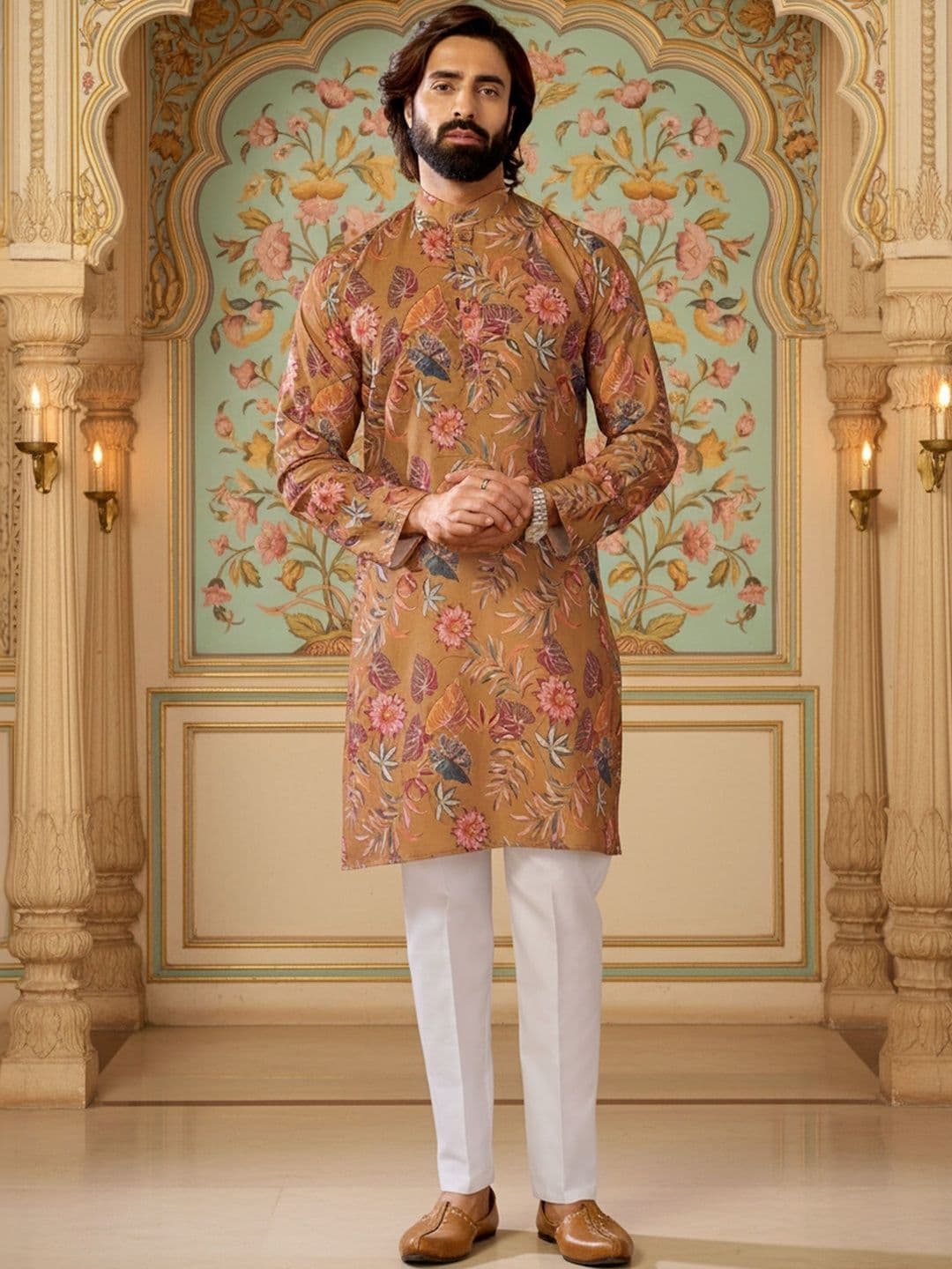 RANGRAAG Men Floral Printed Floral Kurta