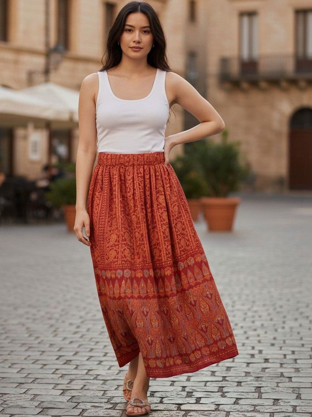 Cot'N Soft Women Cotton Cotton Cambric Midi A-Line Skirt - view 1