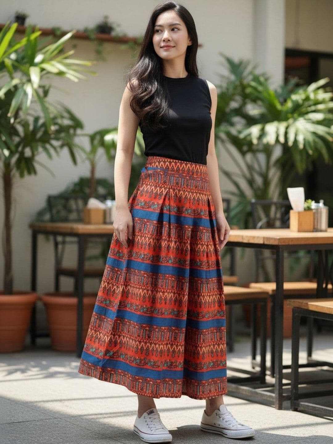 Cot'N Soft Women Cotton Cotton Cambric Striped Maxi Flared Skirt - view 1