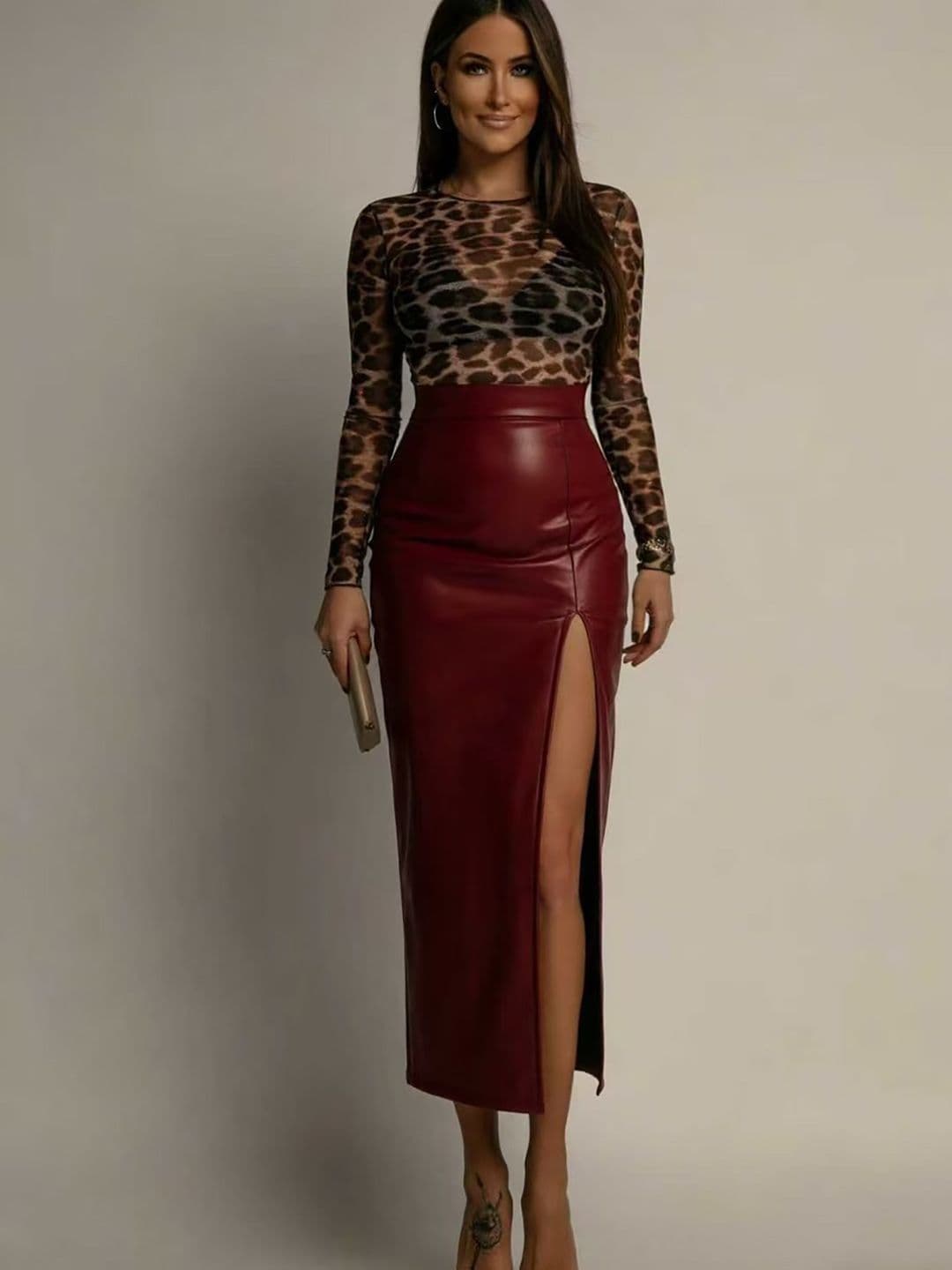 JC Mode Women Side Slit Midi Straight Skirt - view 1