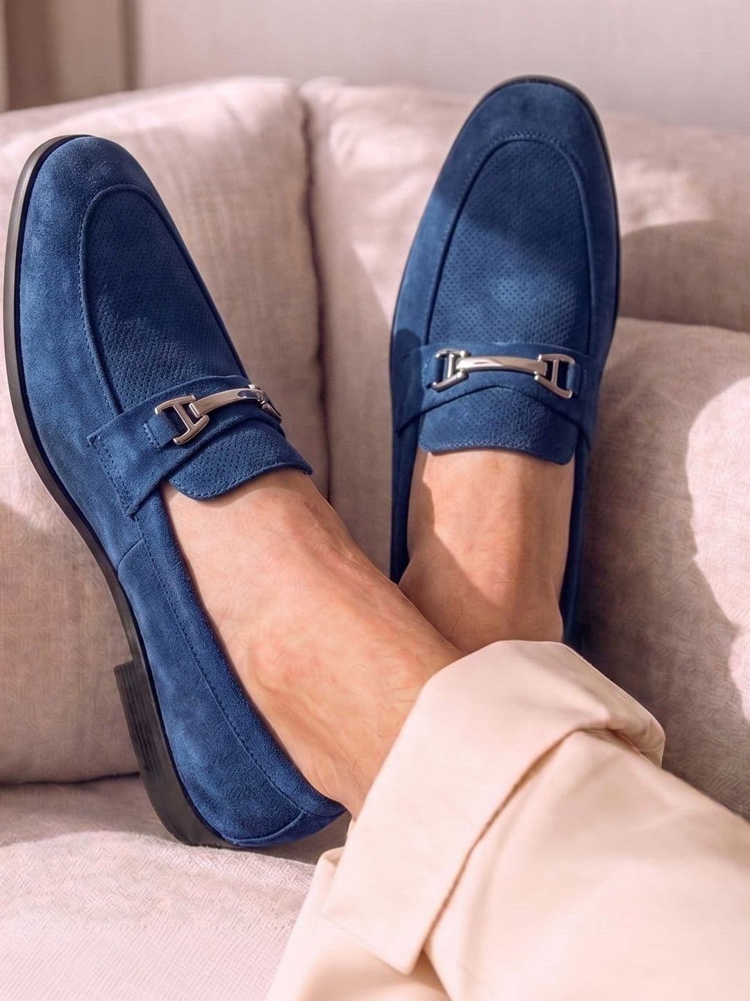 HERE&NOW Men Navy Blue Buckled Formal Loafers - view 1