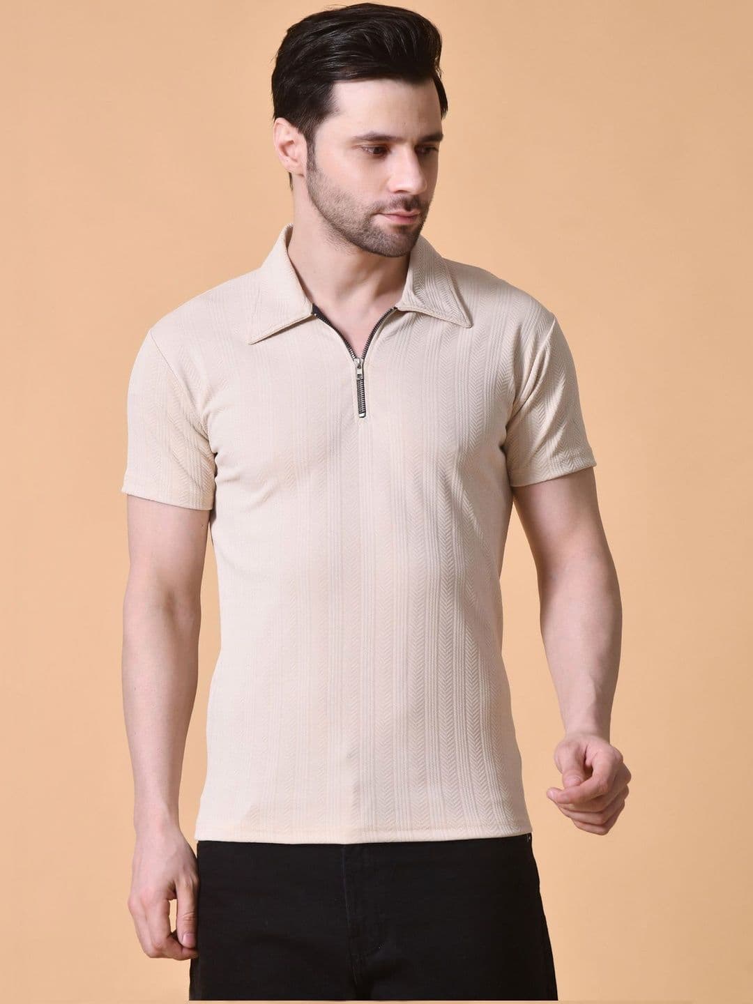 BAESD Men Polo Collar Applique T-shirt - view 1