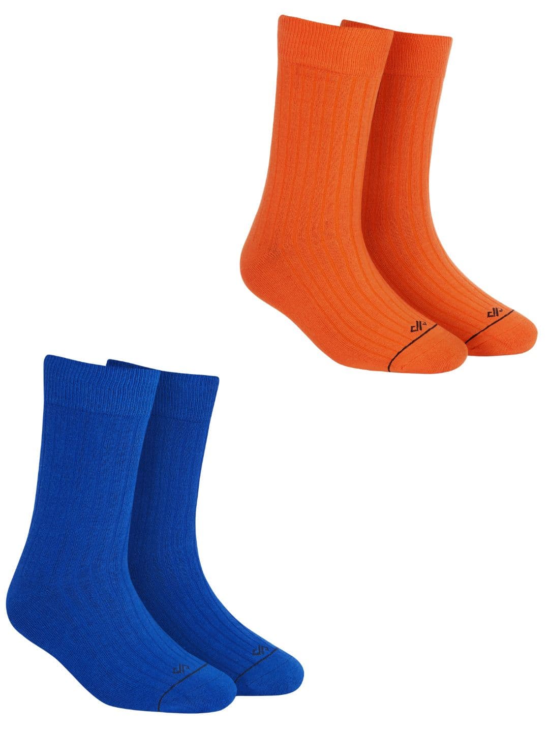 Dynamocks Unisex Pack of 2 Orange & Blue Solid Calf-Length Socks - view 1