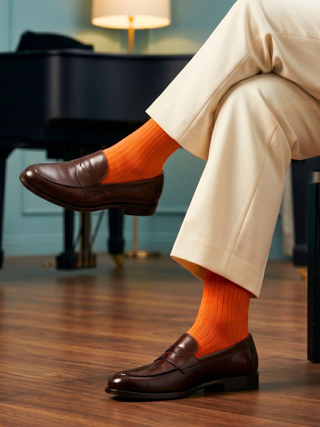 Dynamocks Unisex Orange Solid Calf-Length Anti Bacterial Socks - view 1