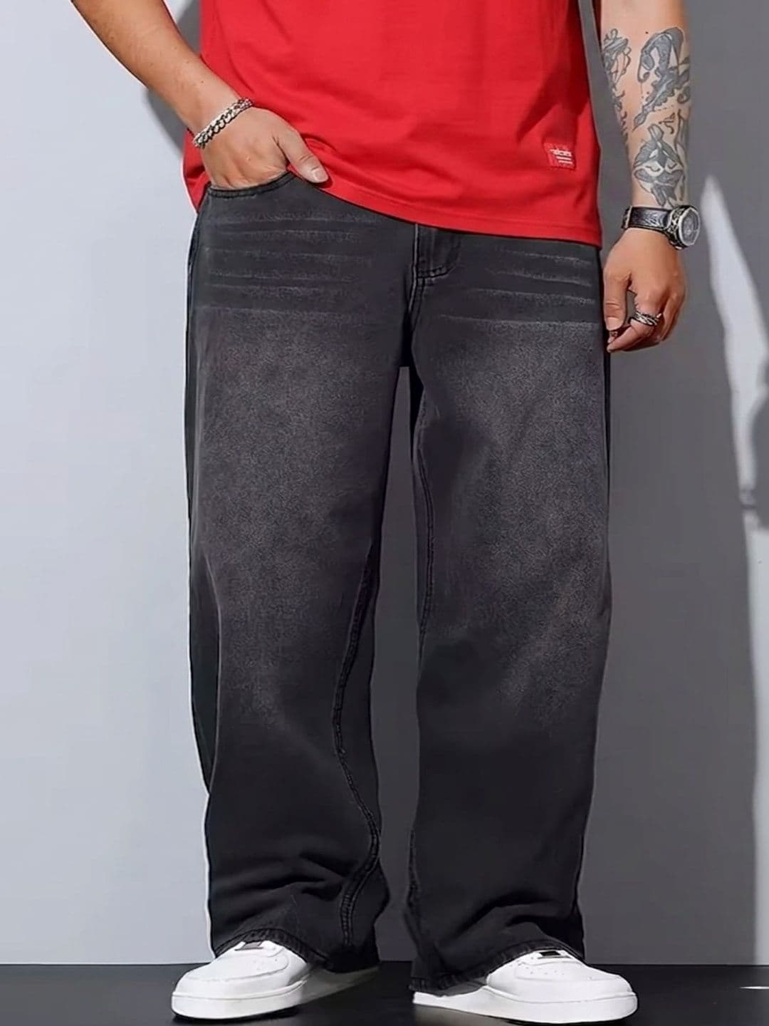 PINKLIT Men Straight Fit Mid-Rise Light Fade Jeans - view 1