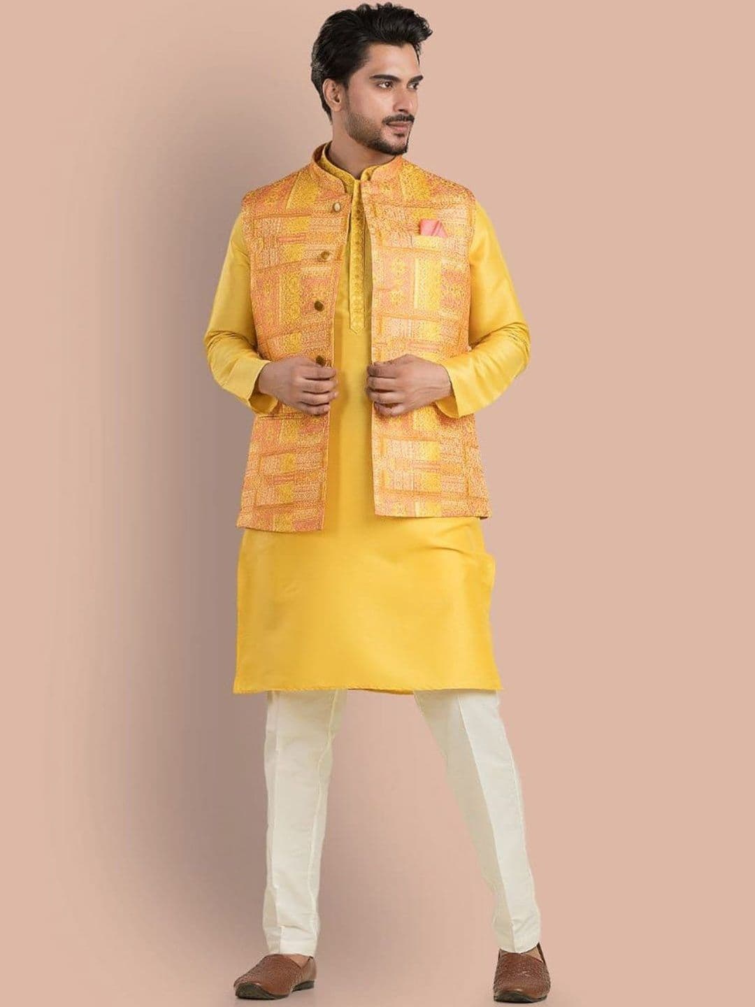 TRENDS OF ETHNIC Men Printed Mandarin-Neck Nehru Jacket - view 1