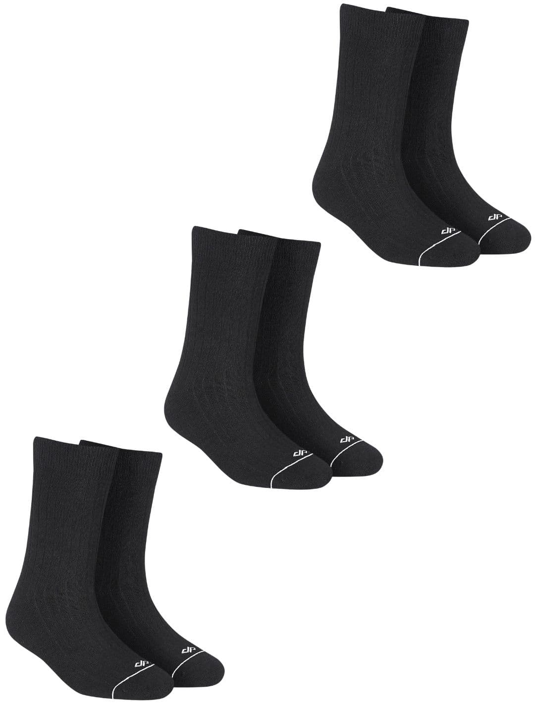 Dynamocks Unisex Pack Of 3 Black Solid Calf Length Socks - view 1