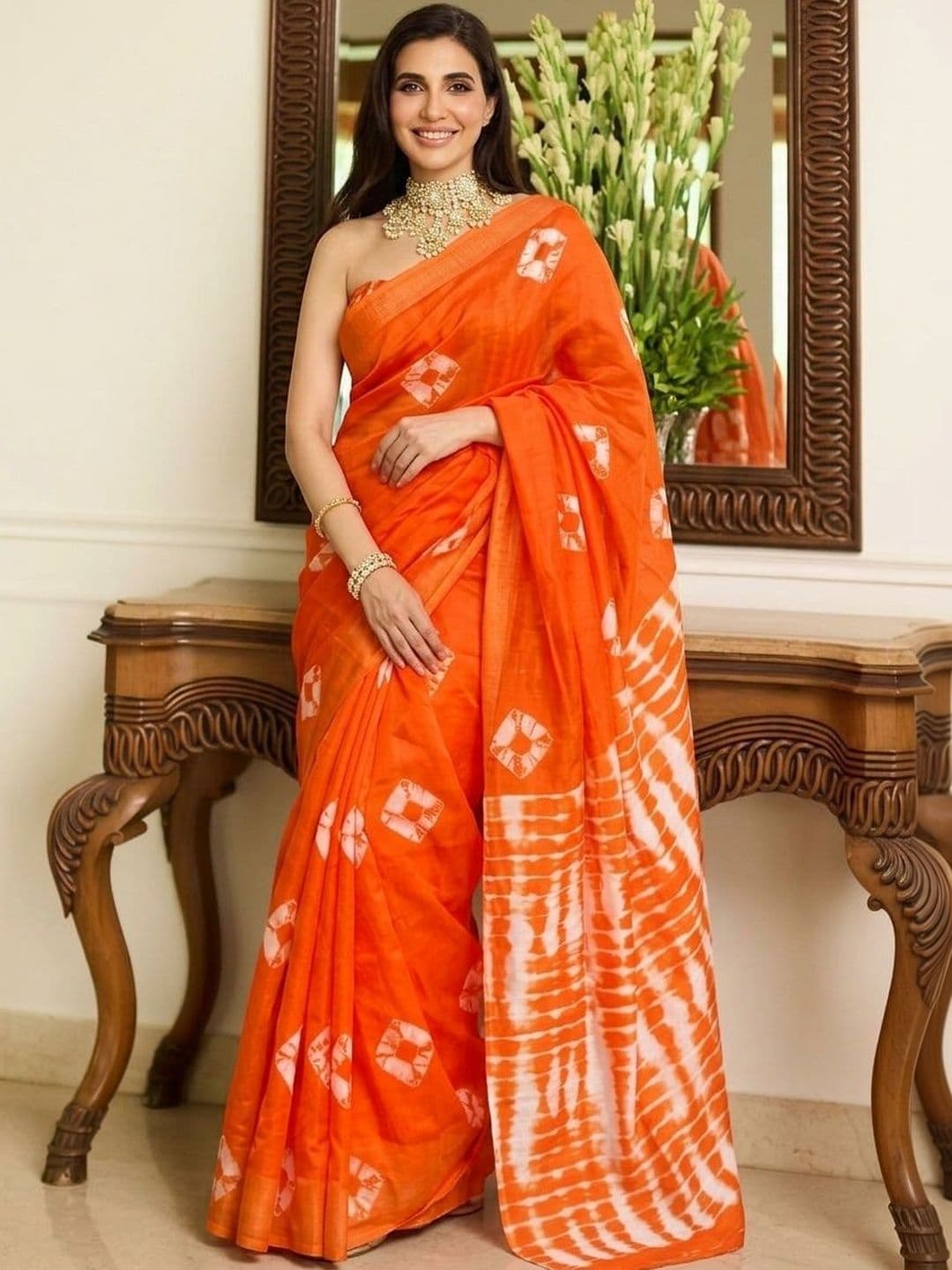 Sangria Printed Sarees With Unstitched Blouse Piece - view 1