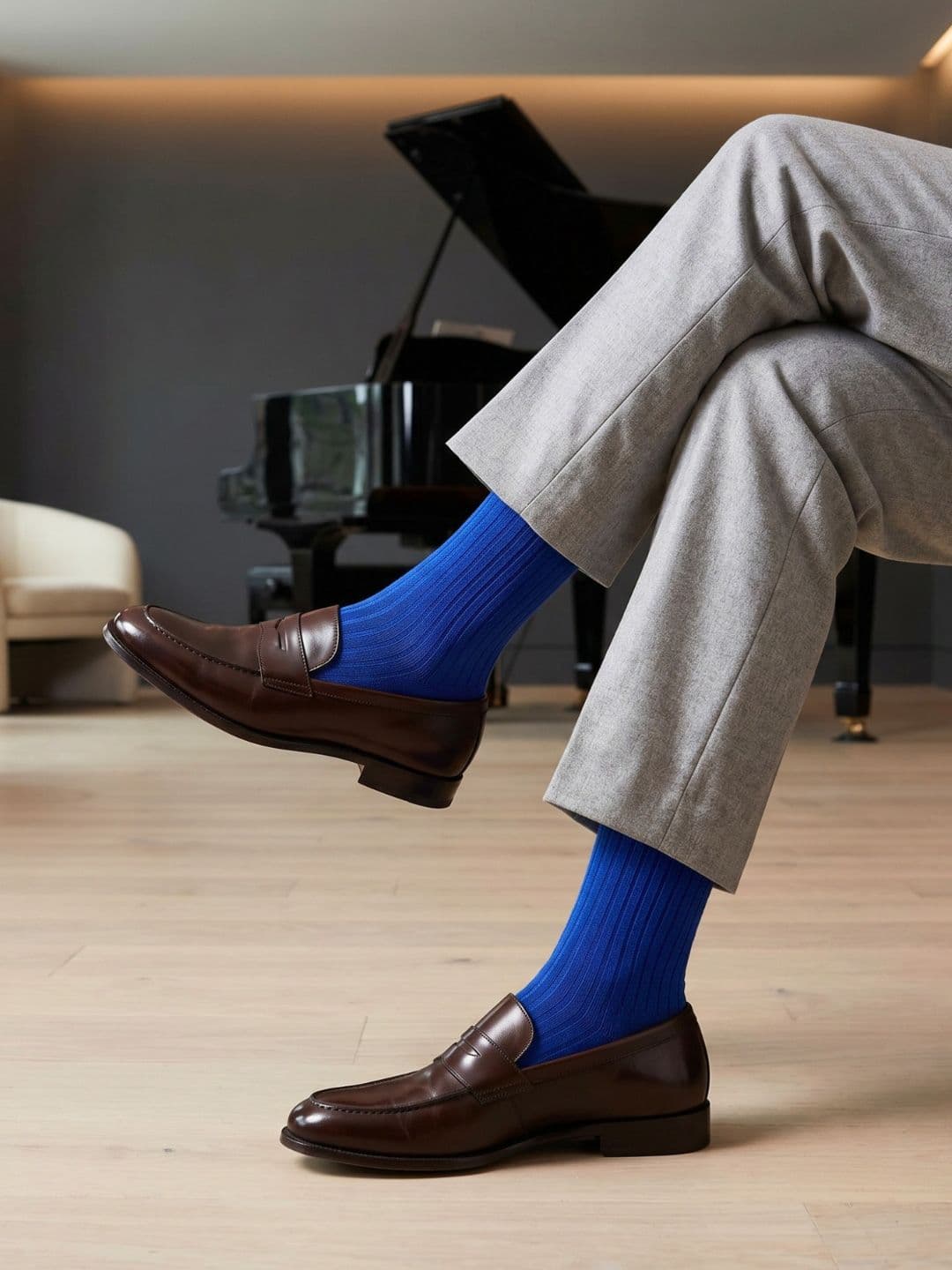 Dynamocks Unisex Blue Solid Calf-Length Anti Bacterial Socks - view 1