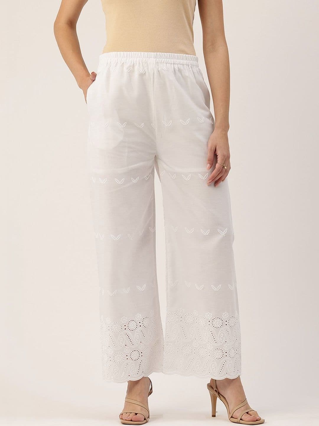 FERANOID Women Ethnic Motifs Embroidered Knitted Ethnic Palazzos - view 1