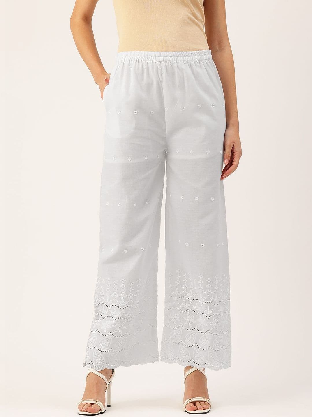 FERANOID Women Ethnic Motifs Embroidered Knitted Ethnic Palazzos - view 1