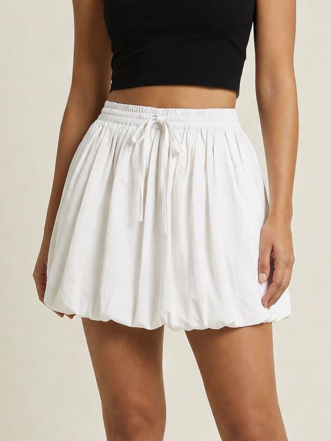 Moomaya Women Cotton Mini Balloon Skirt - view 1