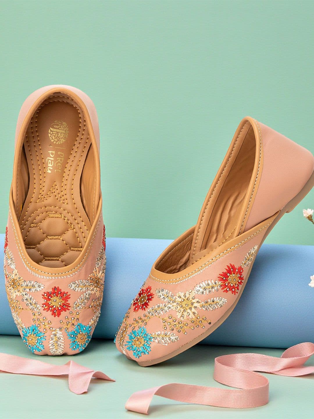 Freeplay Girls Synthetic Leather Embellished Mojaris Flats - view 1