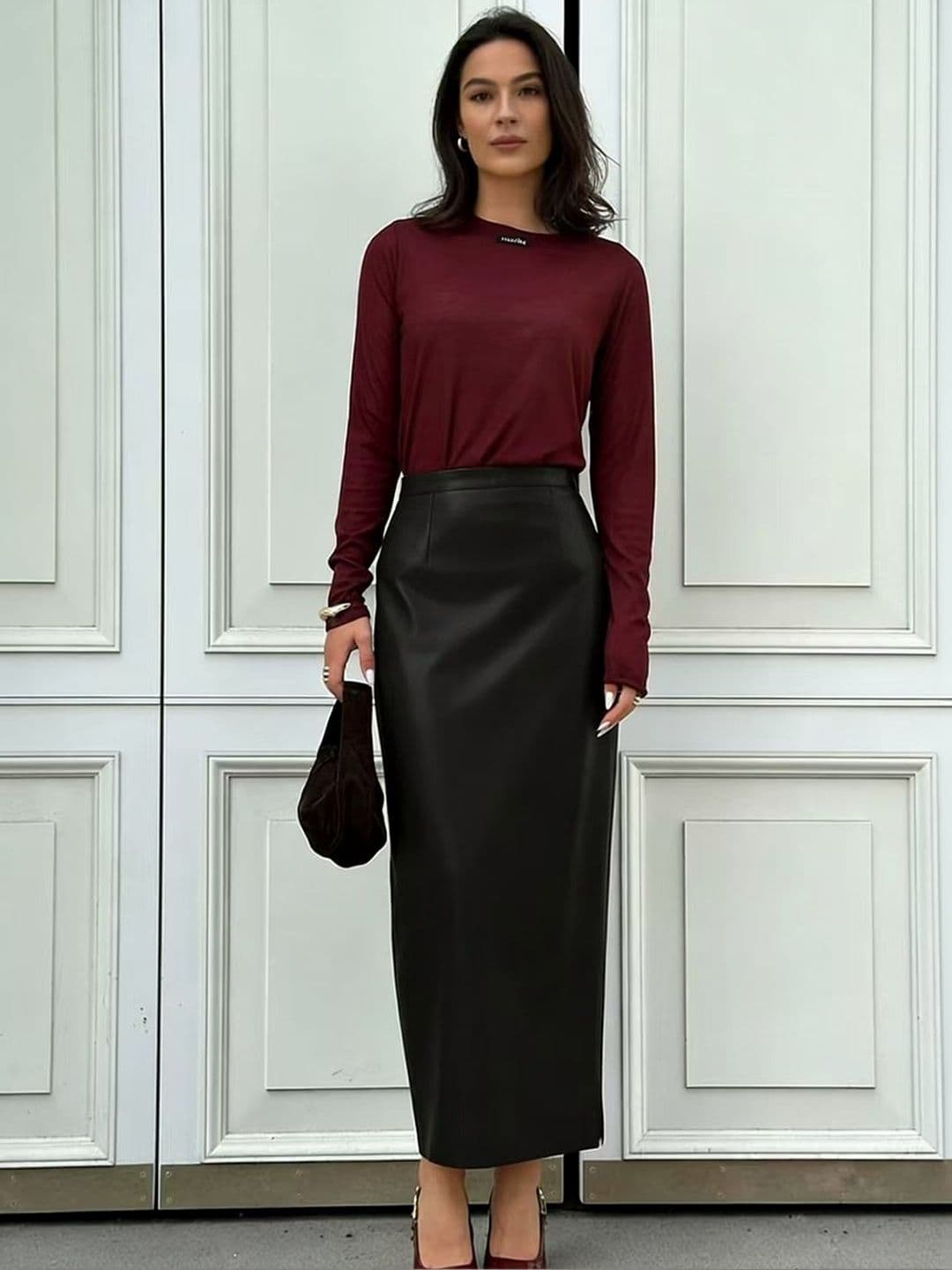 JC Mode Women Side Slit Maxi Straight Skirt - view 1