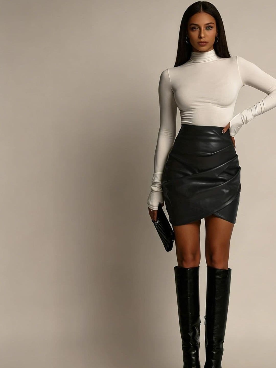 JC Mode Women Ruched Mini Wrap Skirt - view 1