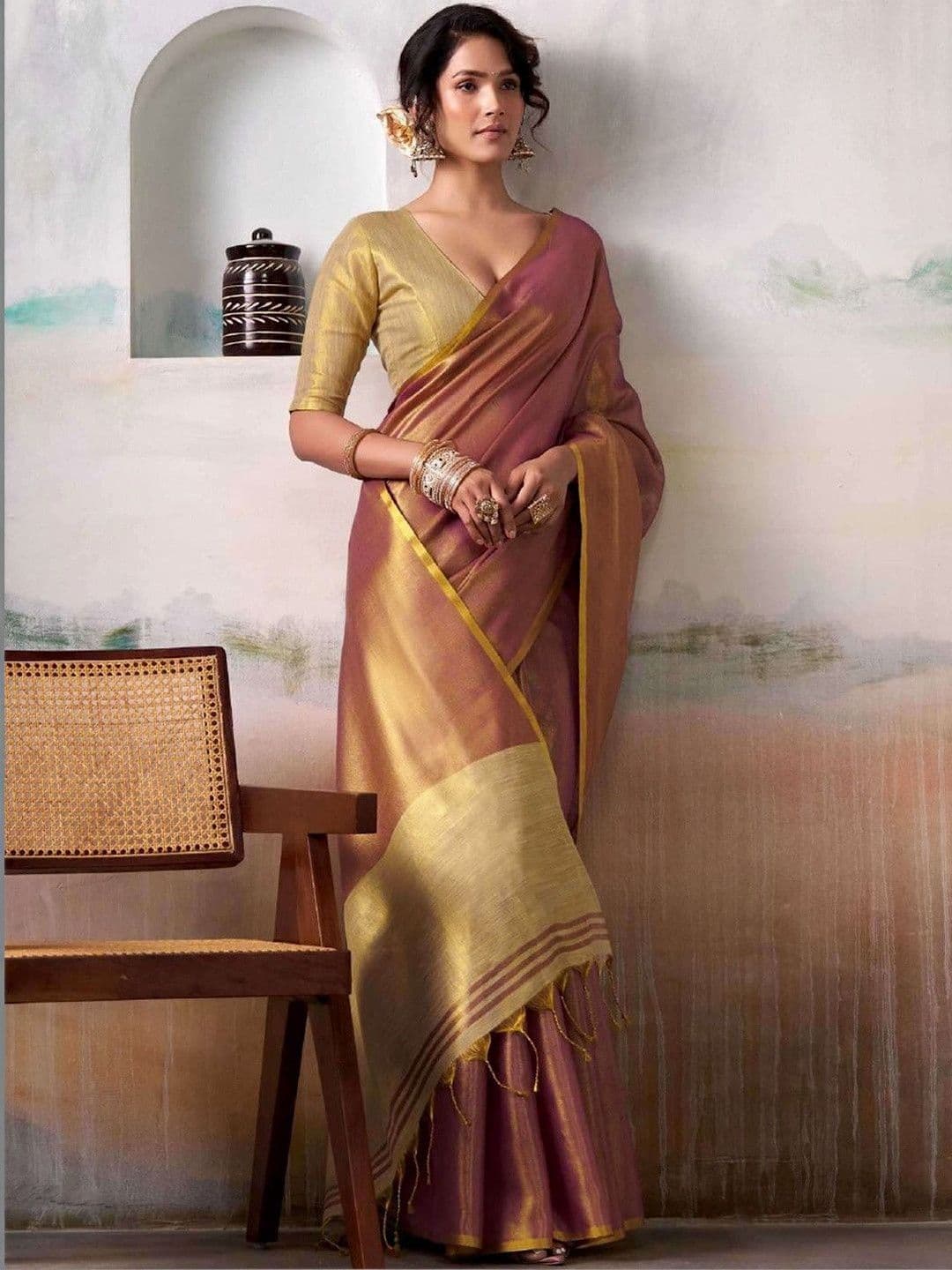 Sutriti Woven Design Zari Tissue Saree - view 1