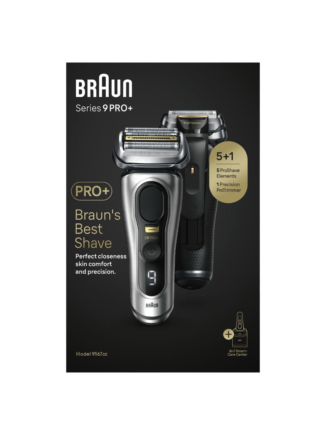 Braun Series 9 Pro 9467CC Wet & Dry Shaver with Leather Travel Case - Silver-Toned