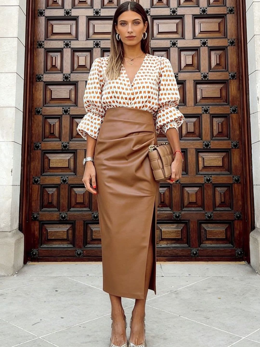 JC Mode Women Sleek Utility Side Slit Midi Straight Skirt - view 1