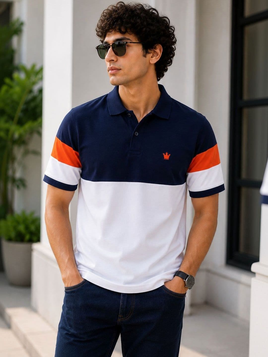 Raves Men Colourblocked Polo Collar Antimicrobial Cut Outs T-shirt