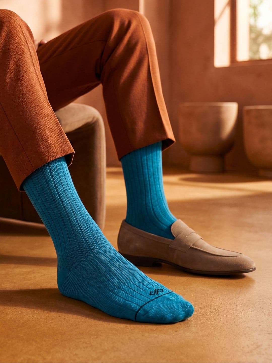 Dynamocks Unisex Teal Solid Crew-Length Socks - view 1