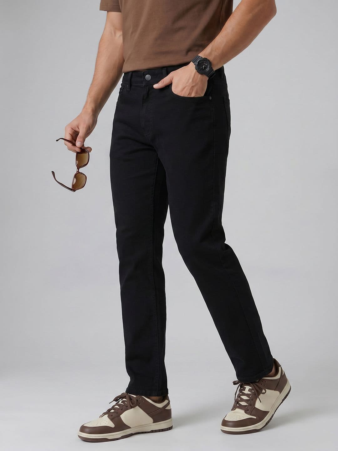 Spykar Men Chico Mid Rise Comfort Fit Black Jeans