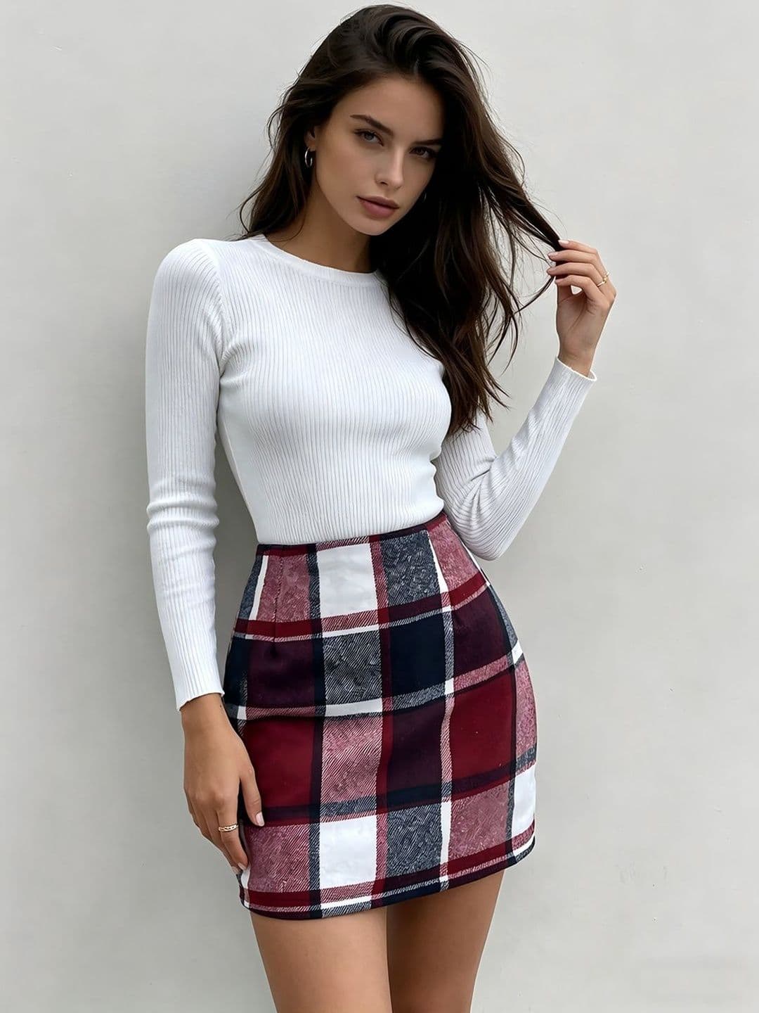 JC Mode Women Checked Summer Checks Mini Straight Skirt - view 1