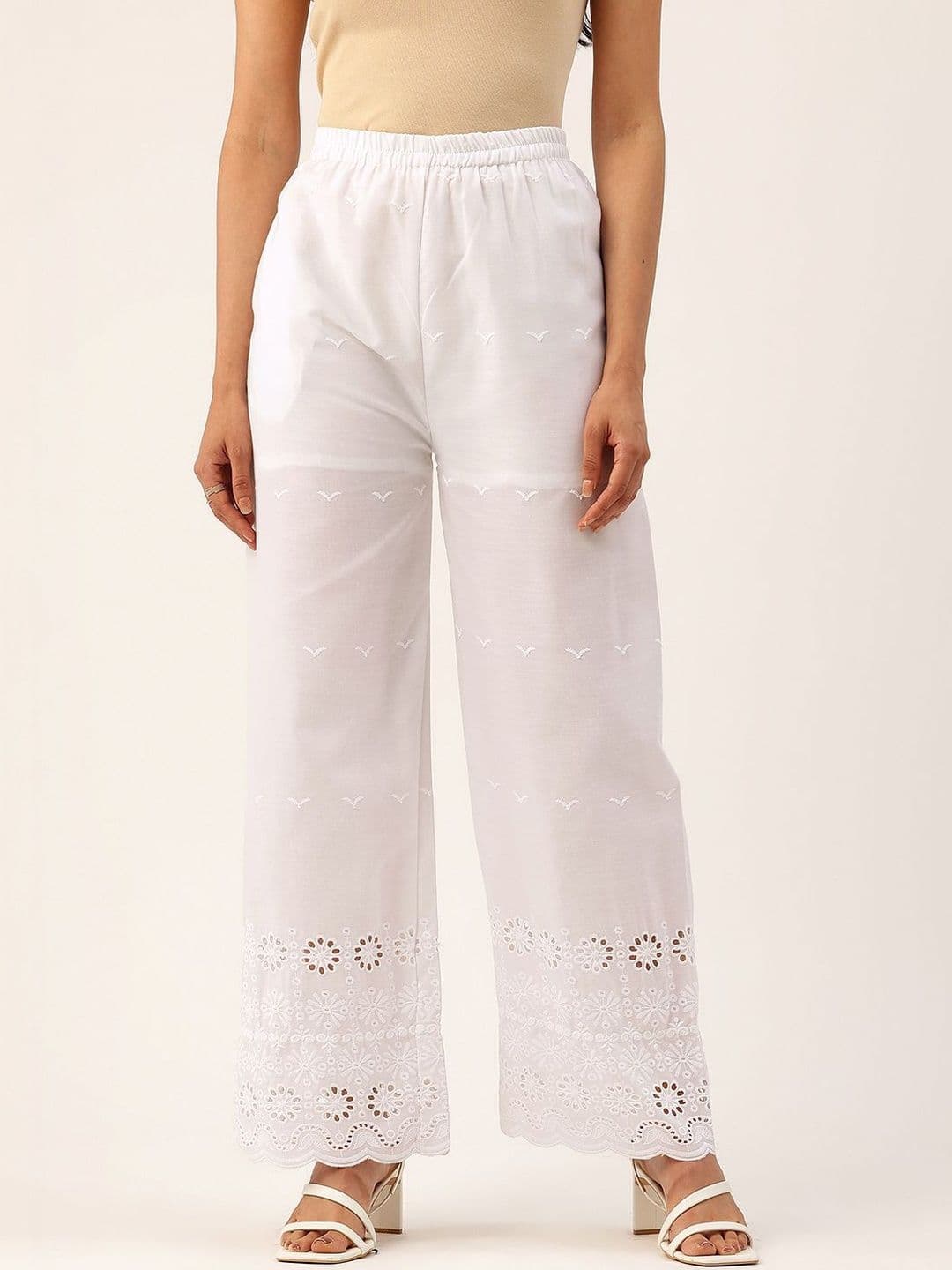 FERANOID Women Embroidered Knitted Ethnic Palazzos - view 1