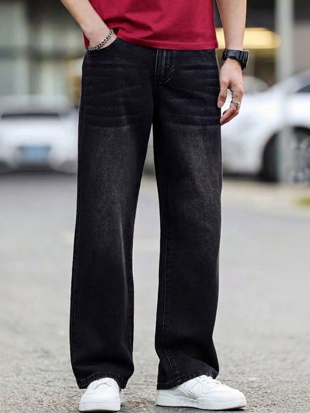 PINKLIT Men Straight Fit Mid-Rise Light Fade Jeans - view 1