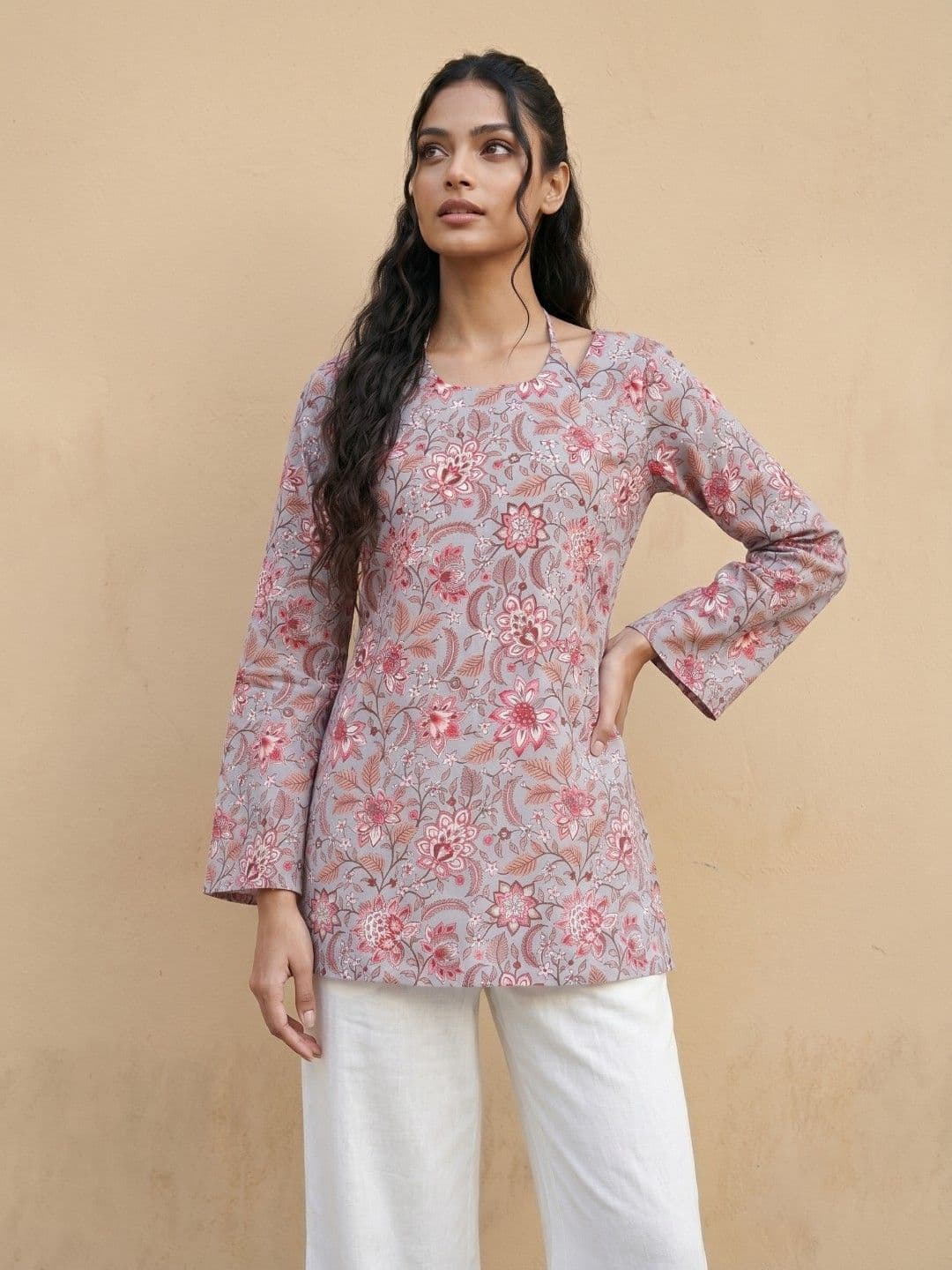 fusion by glitchez Floral Printed Flared Sleeves Kurti - view 1