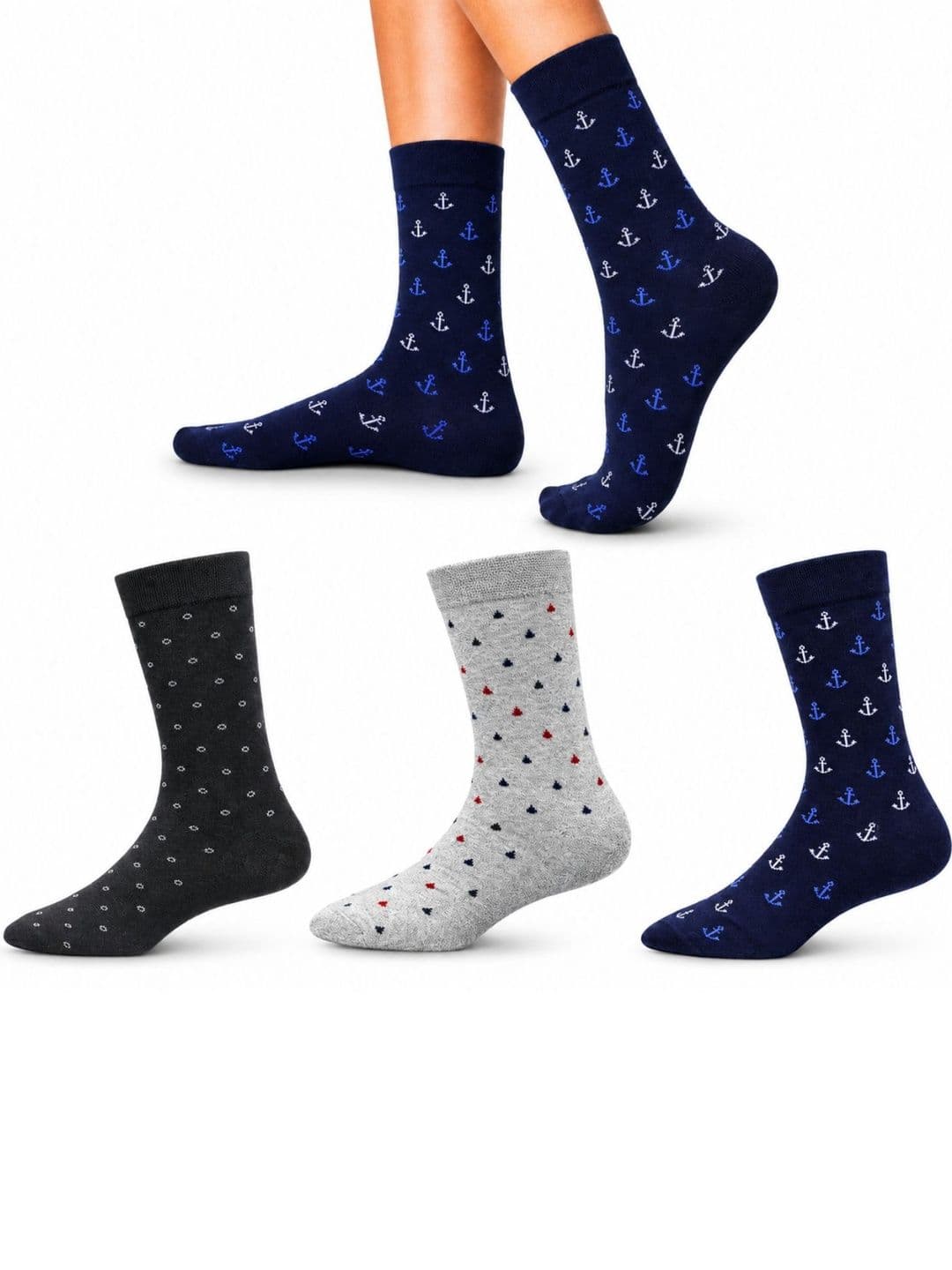 young arrow Men Pack of 3 Cotton Assorted Patterned Calf Length Socks - view 1