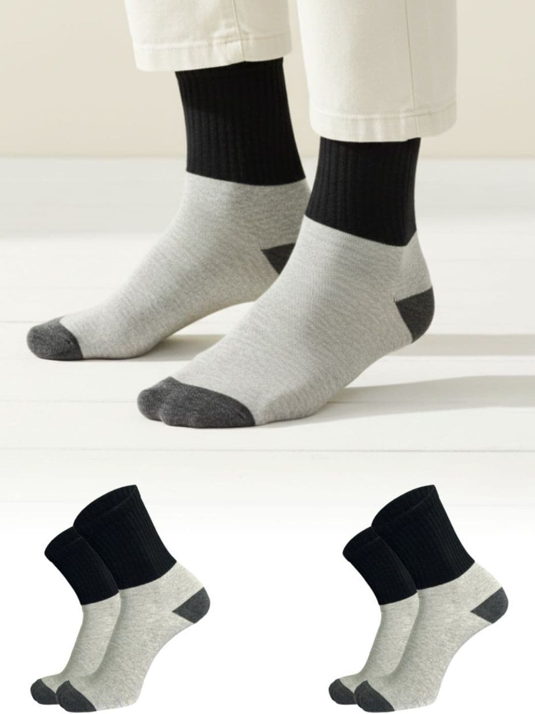 Sockscarving Men Pack of 2 Cotton Blend Colourblocked Above Ankle Socks - view 1