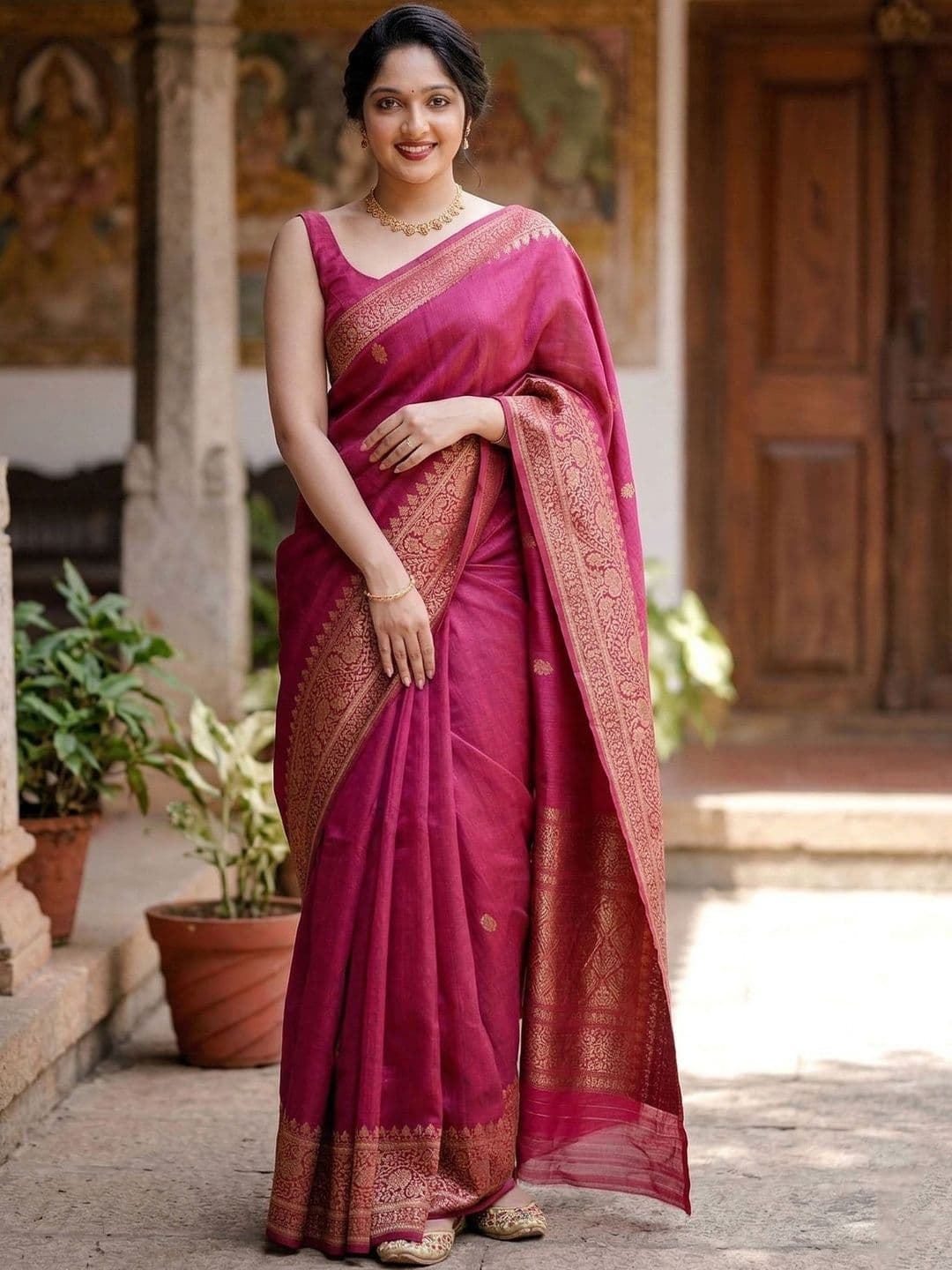 Moda Rapido Woven Design Zari Silk Blend Handloom Banarasi Saree - view 1