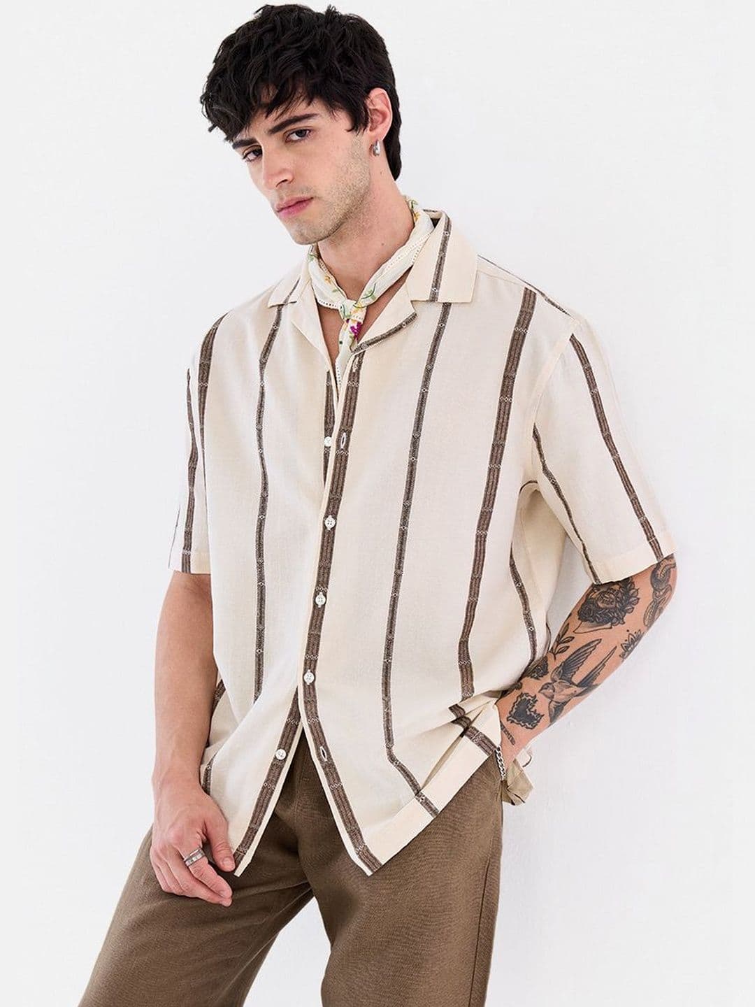 Snitch Men Boxy Striped Casual Shirt - view 1