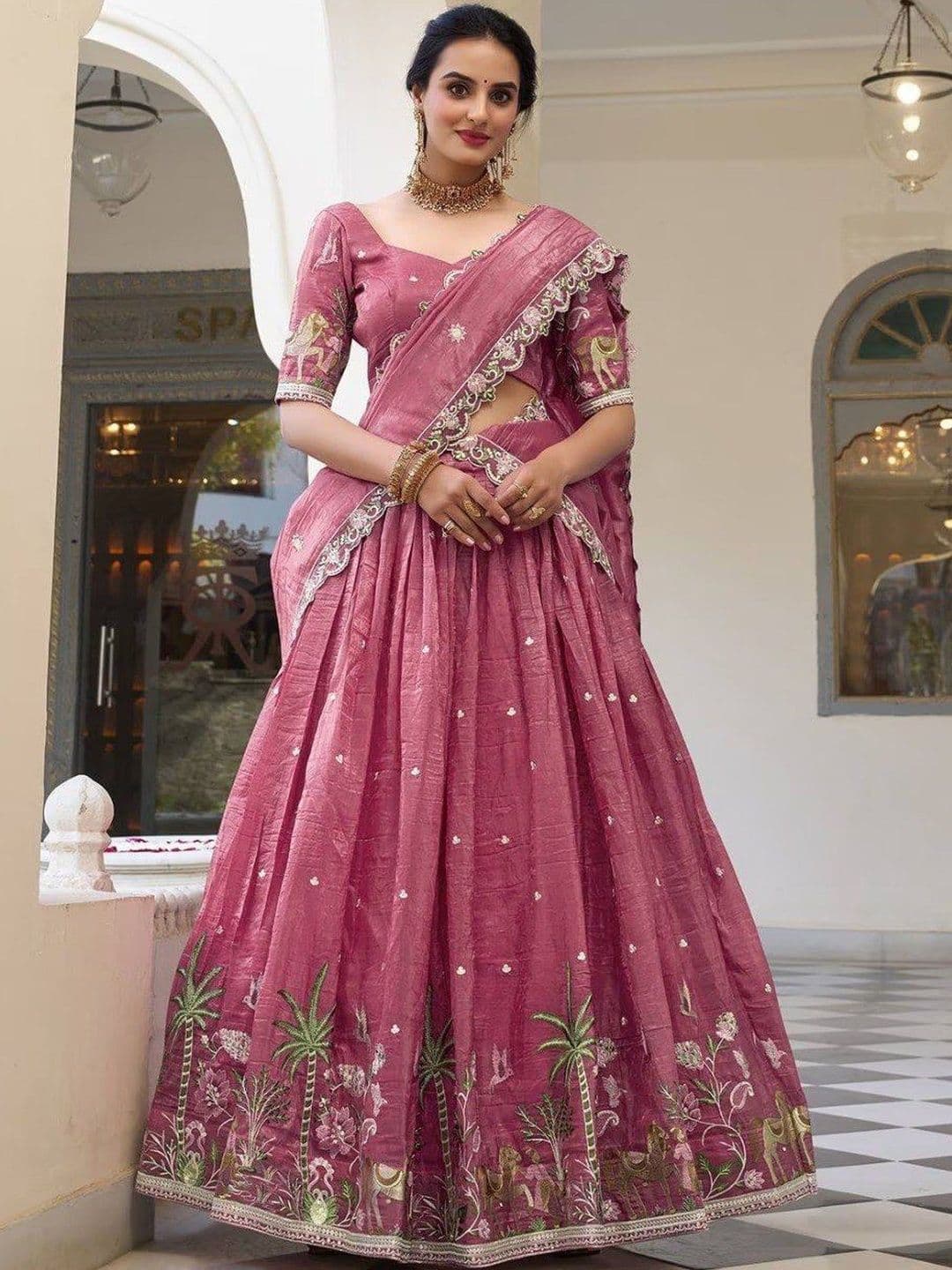 VenderVilla Embroidered Thread Work Semi-Stitched Lehenga & Blouse With Dupatta - view 1