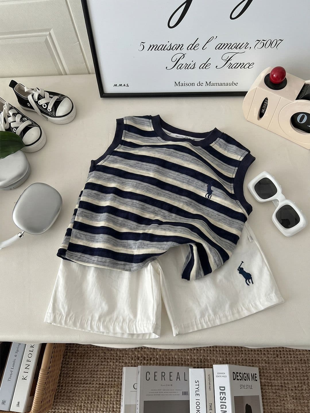 YK Boys Striped Pure Cotton T-shirt with Shorts - view 1
