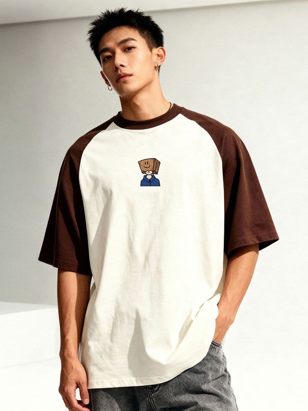 TOM MILTON Men Off White Raglan Sleeve Round Neck T-Shirt - view 1