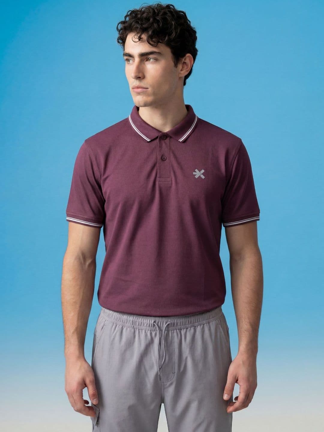 HRX by Hrithik Roshan Men Brand Logo Polo Collar Slim Fit T-shirt - view 1
