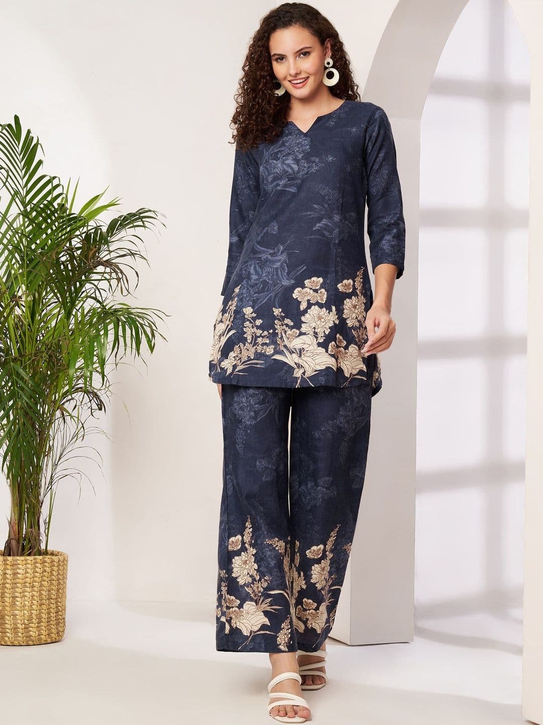 Fbella Floral Printed Tunic with Palazzos - view 1